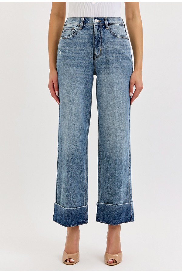 High Rise Wide Leg with Self High Cuffed Hem